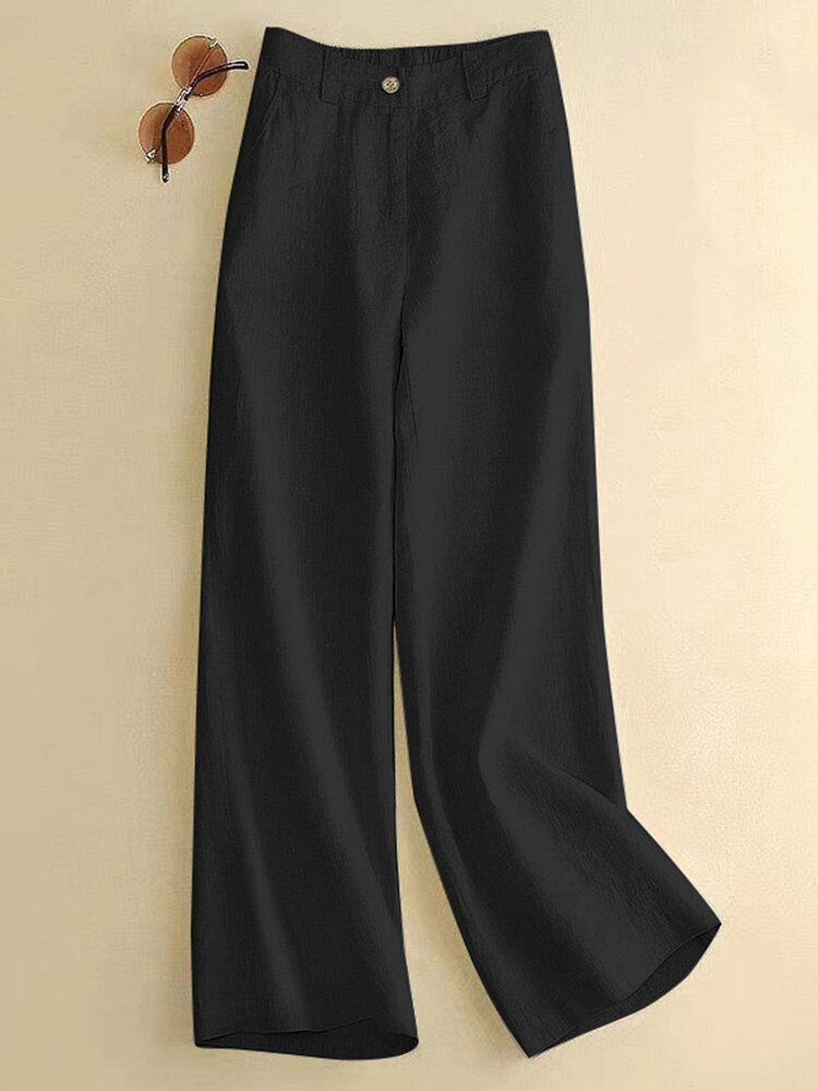 Solid Pocket Gamba larga Pantaloni Per donna
