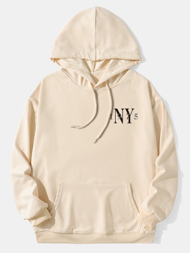 

NY Number Chest Print Hoodies, White;pink;apricot;blue