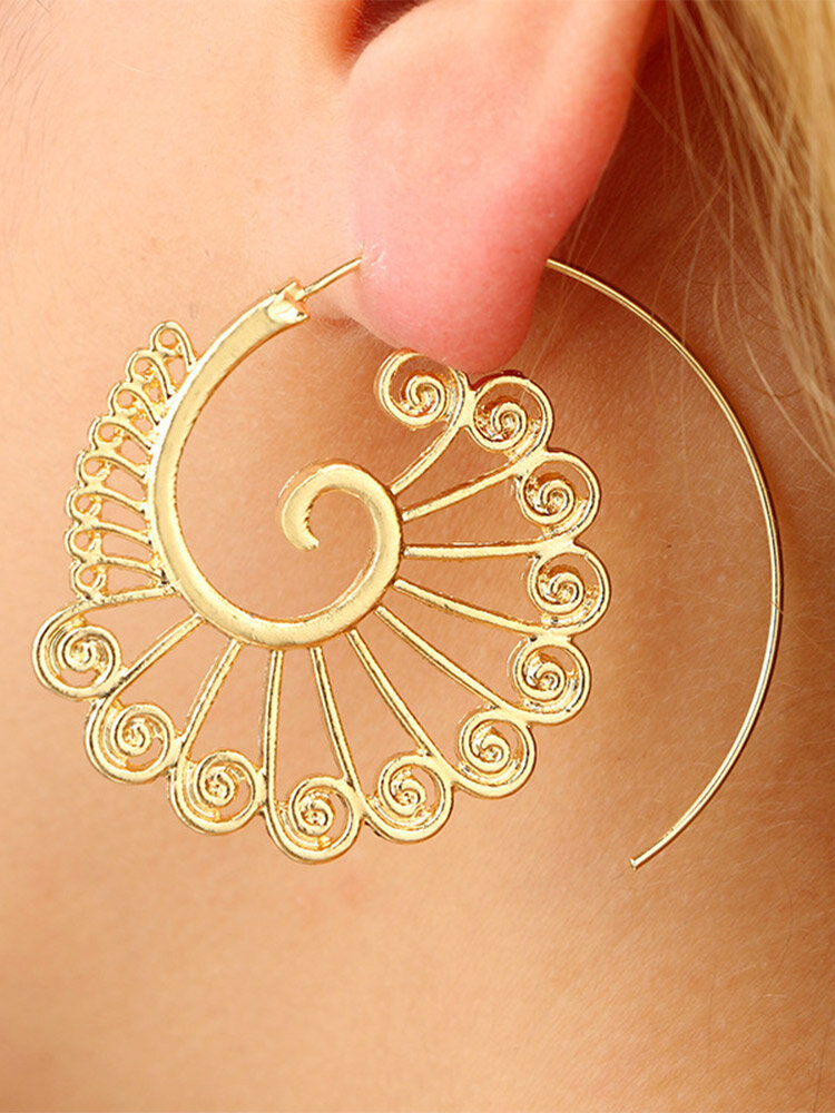 

Vintage Geometric Spiral Swirl Shape Alloy Earrings, Gold;silver