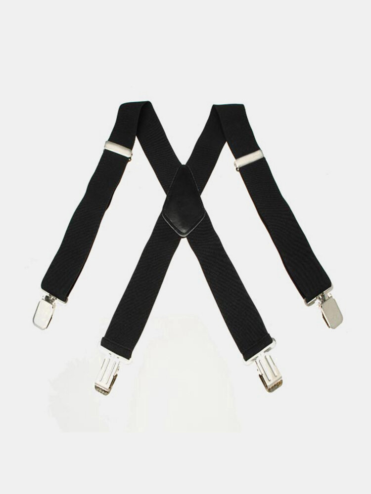 Men's  Elastic Suspenders Terylene 4 Clips Braces