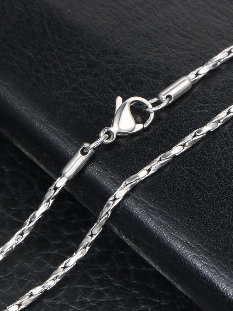 Trendy Simple Cross Vertical Oval Chain Shape Titanium Steel Necklace