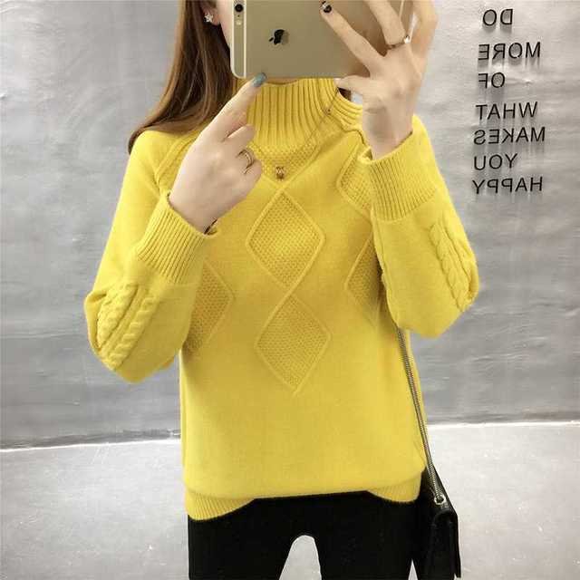 Half-neck Sweater Women's Head Loose Foreign Air Suit New Solid Color Bottoming Sweater