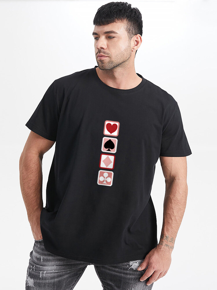 

Plus Size Mens Poker Element Graphics 100% Cotton Short Sleeve Fashion T-Shirts, Black