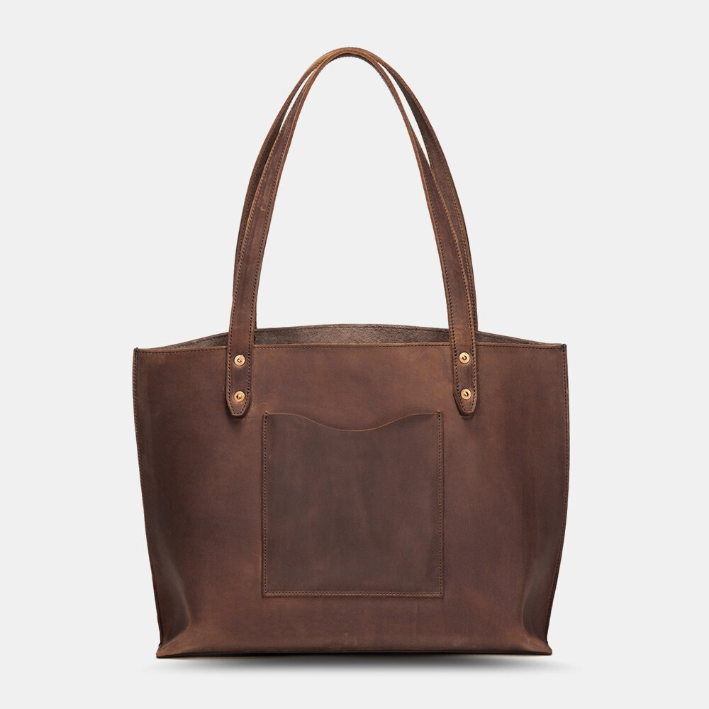 Women Vintage Faux Leather Large Capacity Tote Internal Keychain Design Crossbody Bags Shoulder Bag