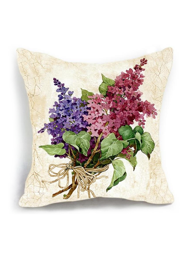 

Home Decoration Cushion Cover Luxury Flower Vase Vintage Pattern Cotton Linen Pillowcase