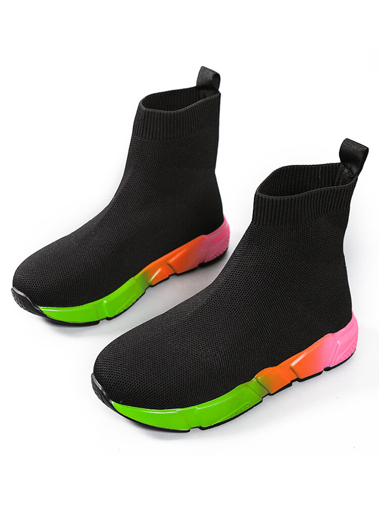 Large Size Women Casual Fashion Colorful Comfy Platform High Top Sock Sneakers