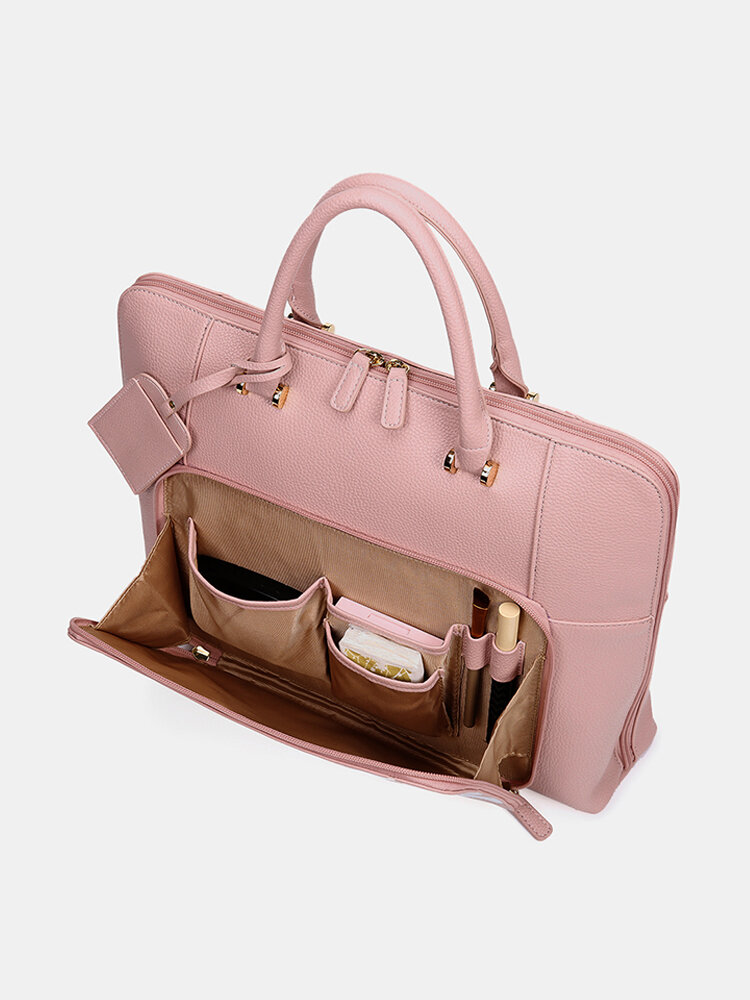 Women Design Striped Business Handbag Multifunction Crossbody Bag