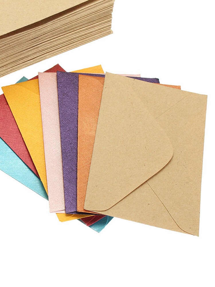 

50pcs Vintage Small Colorful Blank Mini Paper Envelopes Wedding Invitation Envelope /Gilt Envelope, 4;5;6