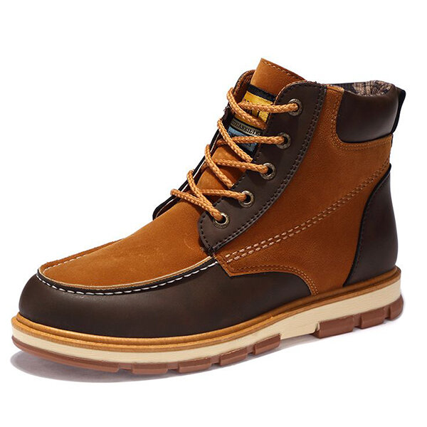 Men&#039;s High Top Metal Eyelets Color Blocking Lace Up Casual Boots