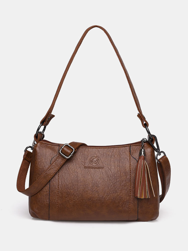 Women Vintage PU Leather Tassel Crossbody Bag Shoulder Bag Handbag Phone Bag