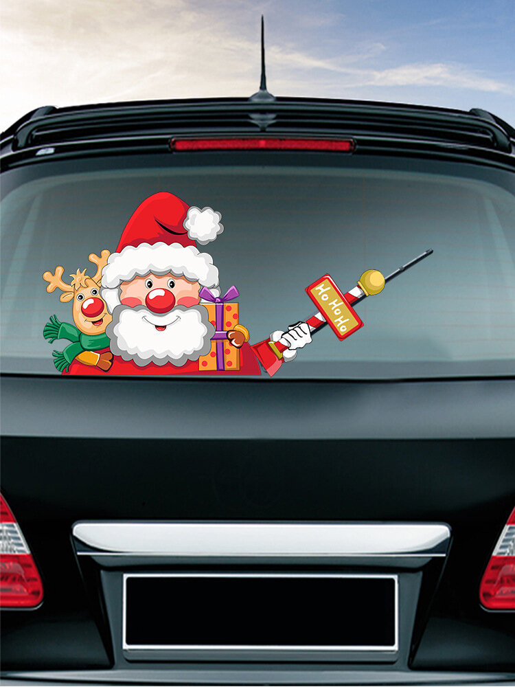 Santa Claus Pattern Car Window Stickers Wiper Sticker Removable Christmas Stickers