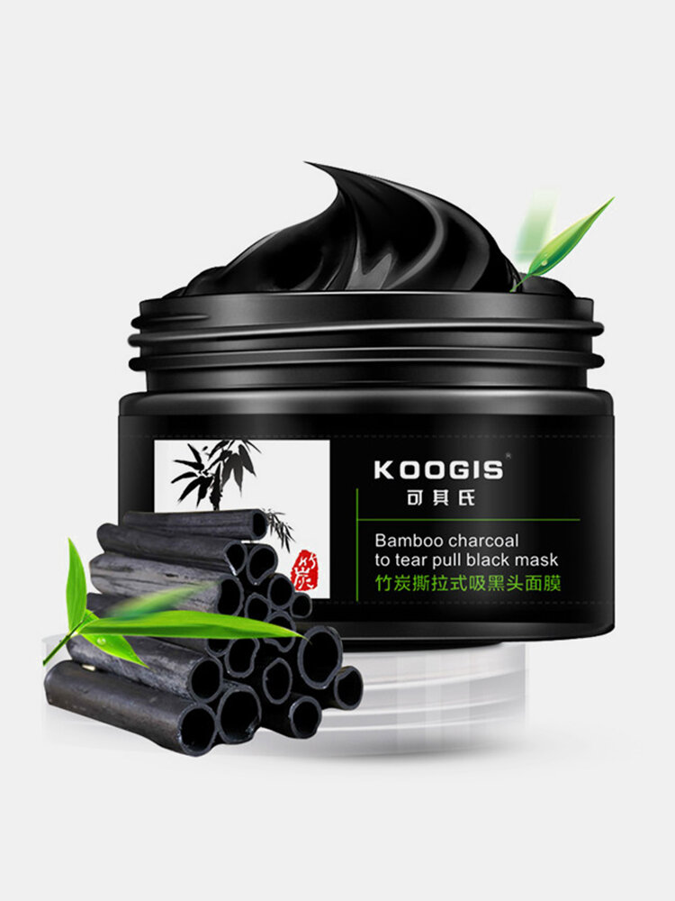 KOOGIS Bamboo Charcoal Tearing Facial Nose Blackhead Removal Deep Cleansing Mask 