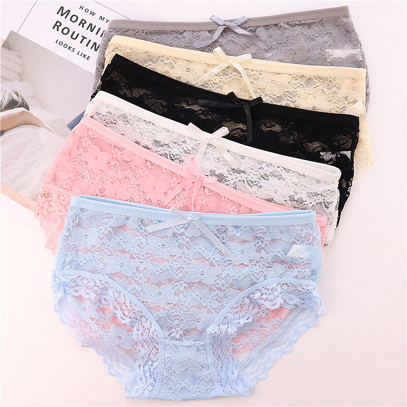 Sexy See Through Lace Hollow Low Rise Breathable Panties