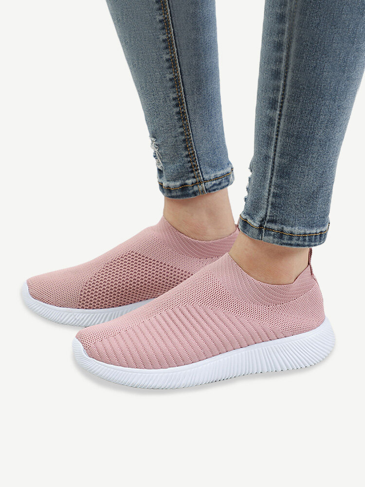 Big Size Women Running Sneakers Athletic Breathable Mesh Soft Vulcanized Socks Shoes