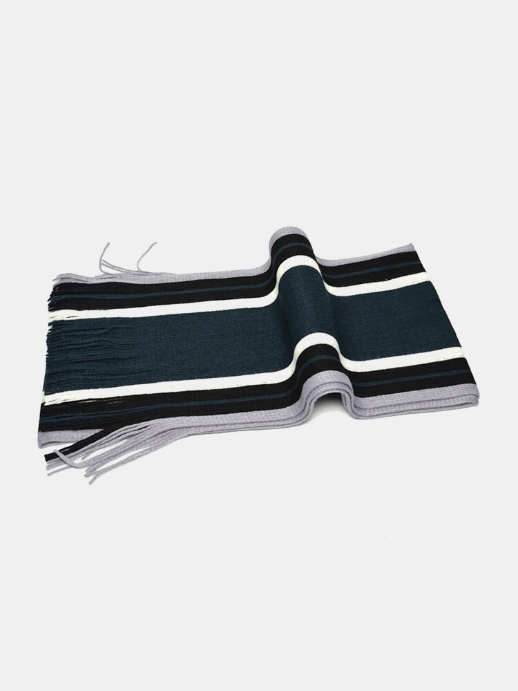 Men Winter Designer Scarf Striped Knitted Scarf Casual Warm Autumn Wrap Scarves