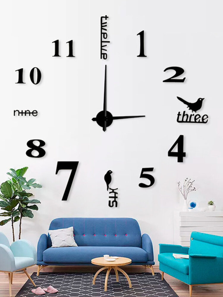 Acryl 3d Große kreative Wanduhr Europäische Wohnzimmer Kunst Diy Spiegel Wandaufkleber Hängetisch Mode Einfache Uhr