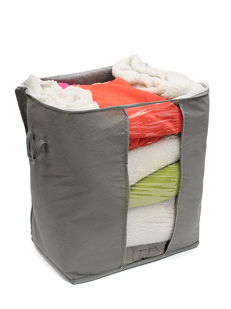 Foldable Bamboo Charcoal Storage Bins Clothes Blanket Closet Organizer Bag Case