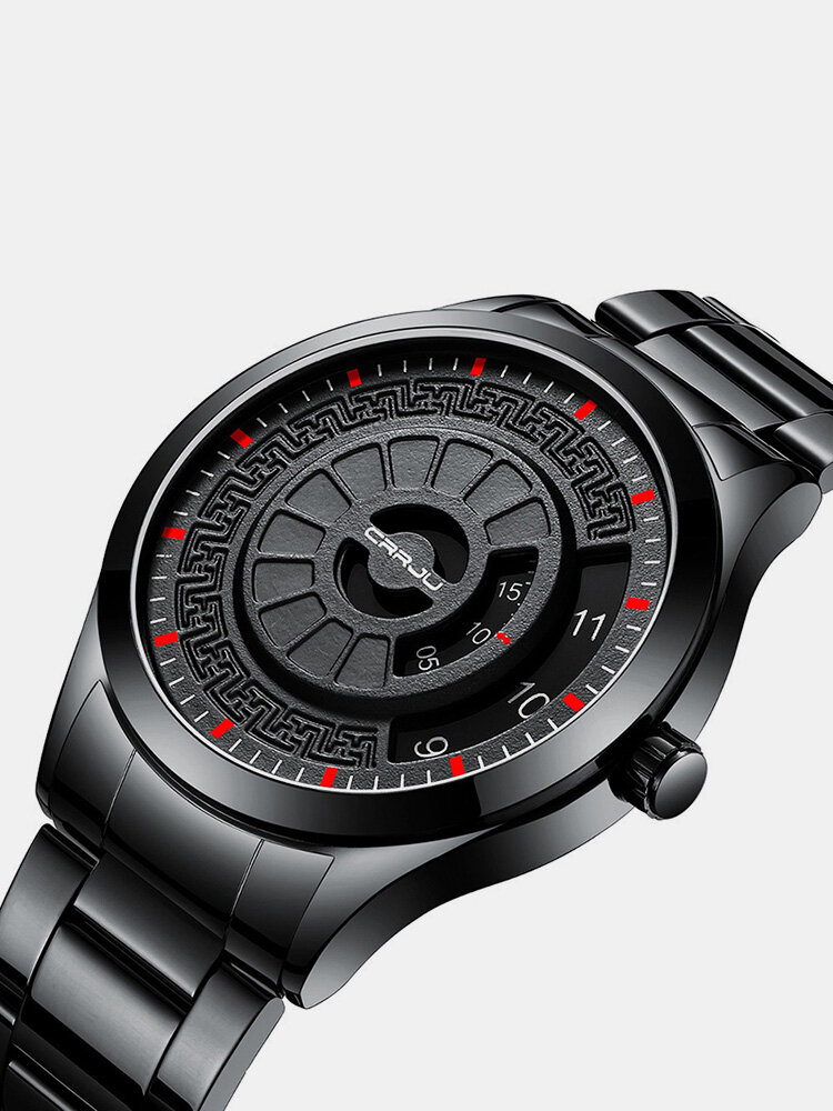 Fashion Style Rotate Watch Waterproof Sport Men Watch Simple Stainless Steel Waist Watch