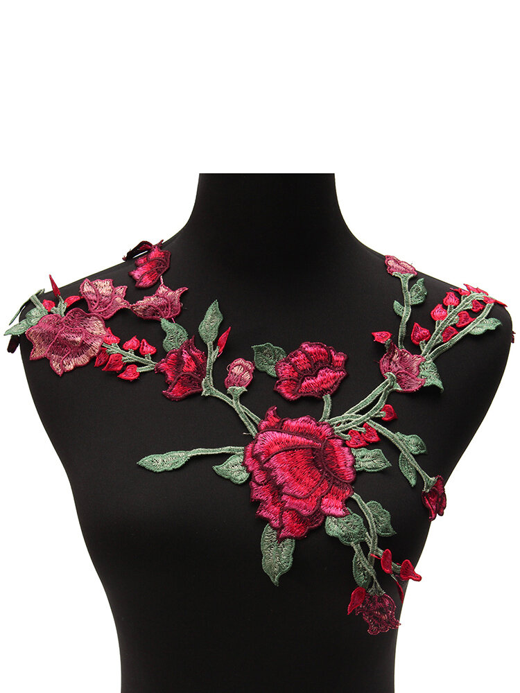 

40*35 cmLace Neckline Collars Flower Embroidery Motif Applique Venise Sew on Patches