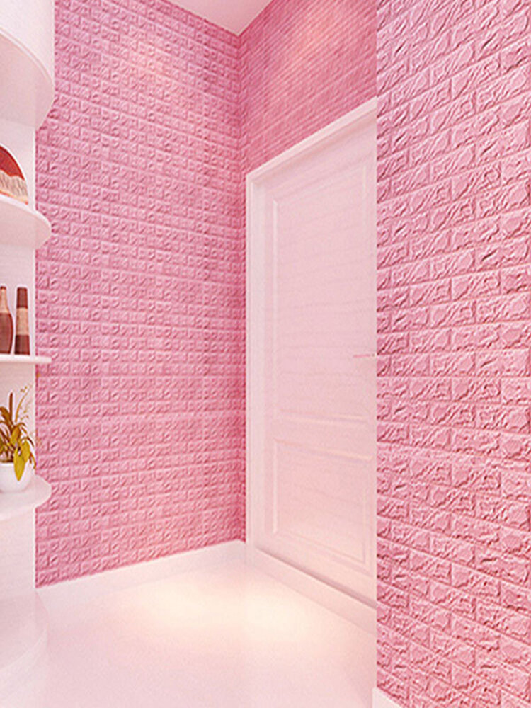 

3D Wall Stickers PE Foam Safty Home Decor DIY Wallpaper Brick Living Room Kids Bedroom Sticker, White;light pink;dark blue;black;yellow;rose red;green;blue;purple;gray1;apricot;gray 2