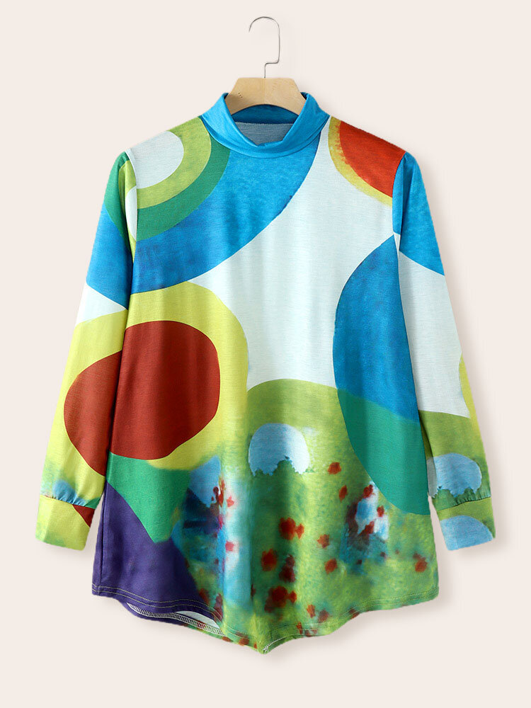 PolkaDot Print High Neck Stylish Sweatshirt for Women