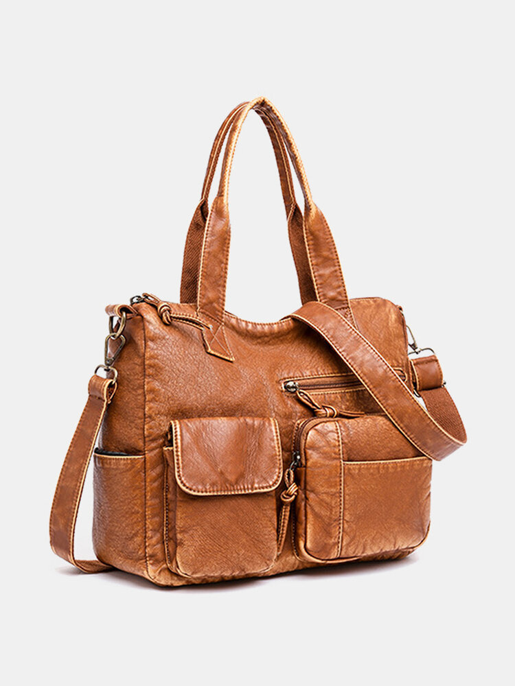 

JOSEKO Women's Faux Leather Vintage Casual Large Capacity Shoulder Crossbody Bag Handbag, Brown