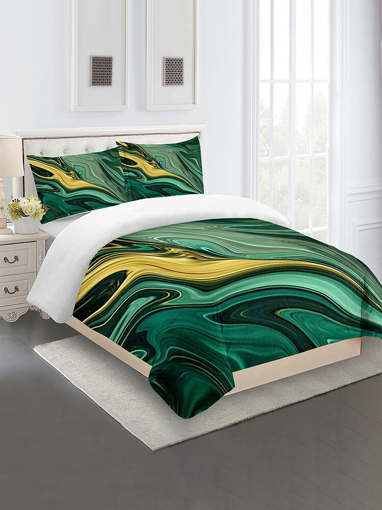 

3PCs Polyester Fiber Marble Stone Pattern Bedding Sets Quilt Cover Bedspread Sheet Pillowcase