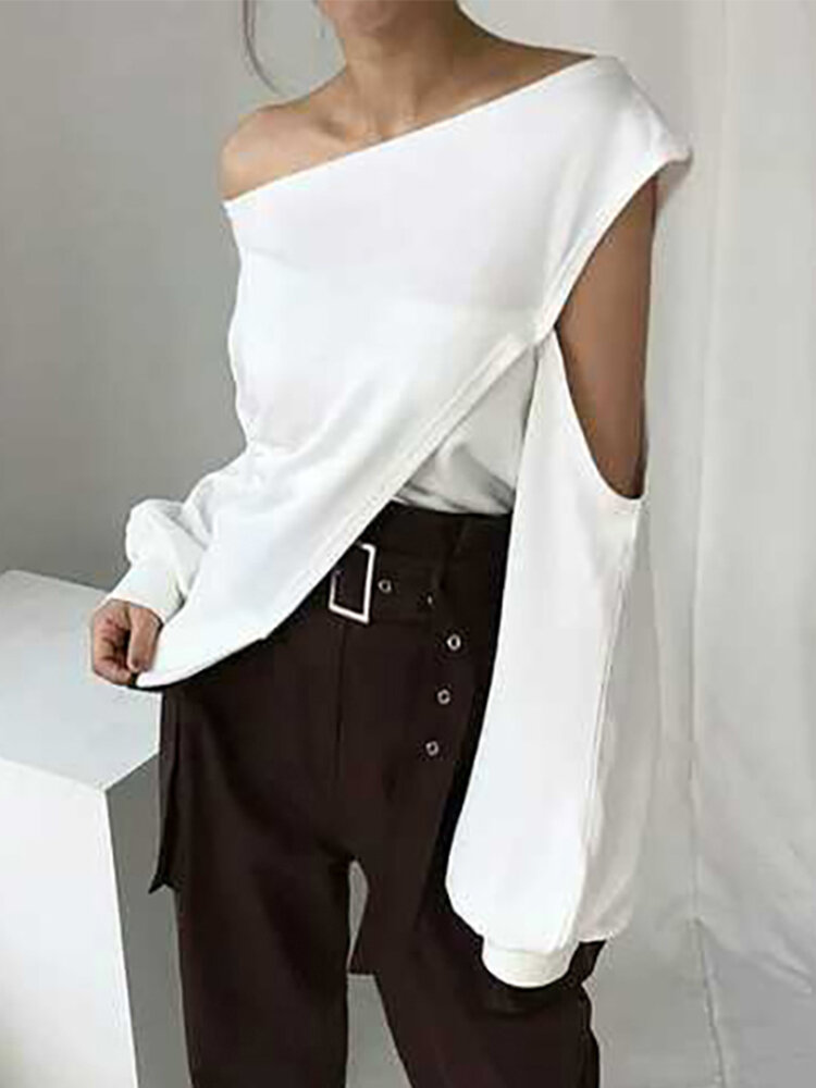 Fashion One-shoulder Hollow Plus Size Blouse