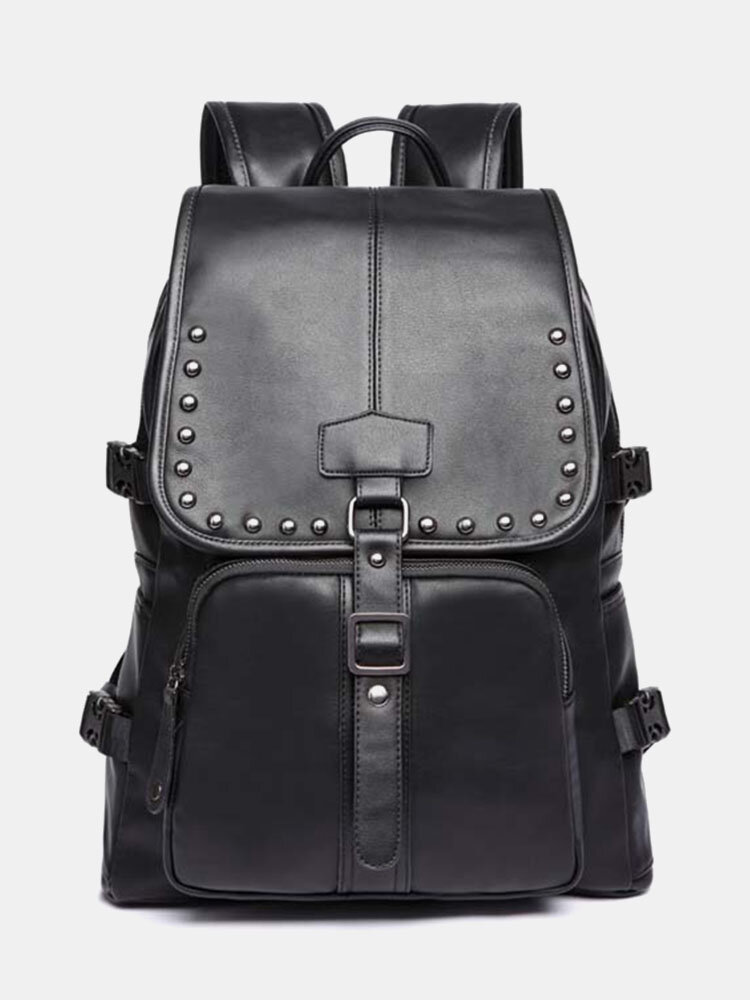 Vintage Rivet Decor Bag Soild Waterproof Wearable Large Capacity Backpack