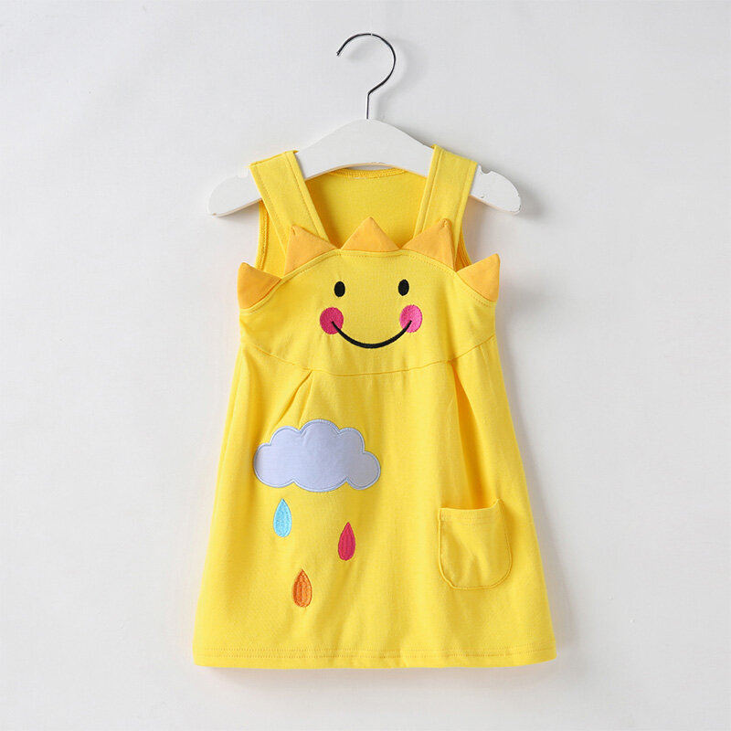 

Girls Cute Sling Sun Print Dress For 2-9Y, Yellow