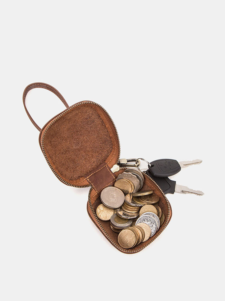 Men Genuine Leather Key Wrist Band Vintage Coin Purse Wallet