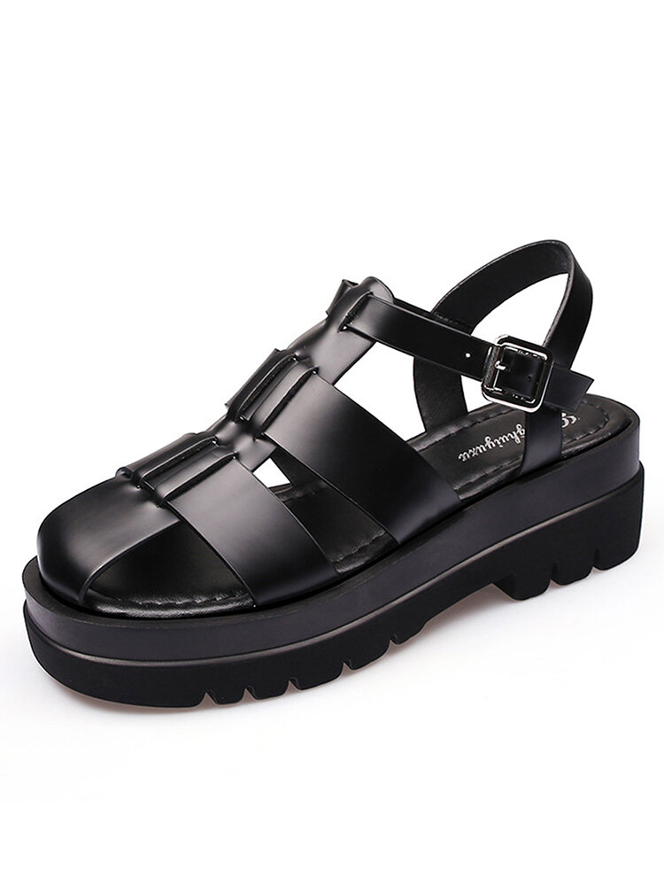 

Women Casual Hasp Comfy Platform Fisherman Sandals, Black
