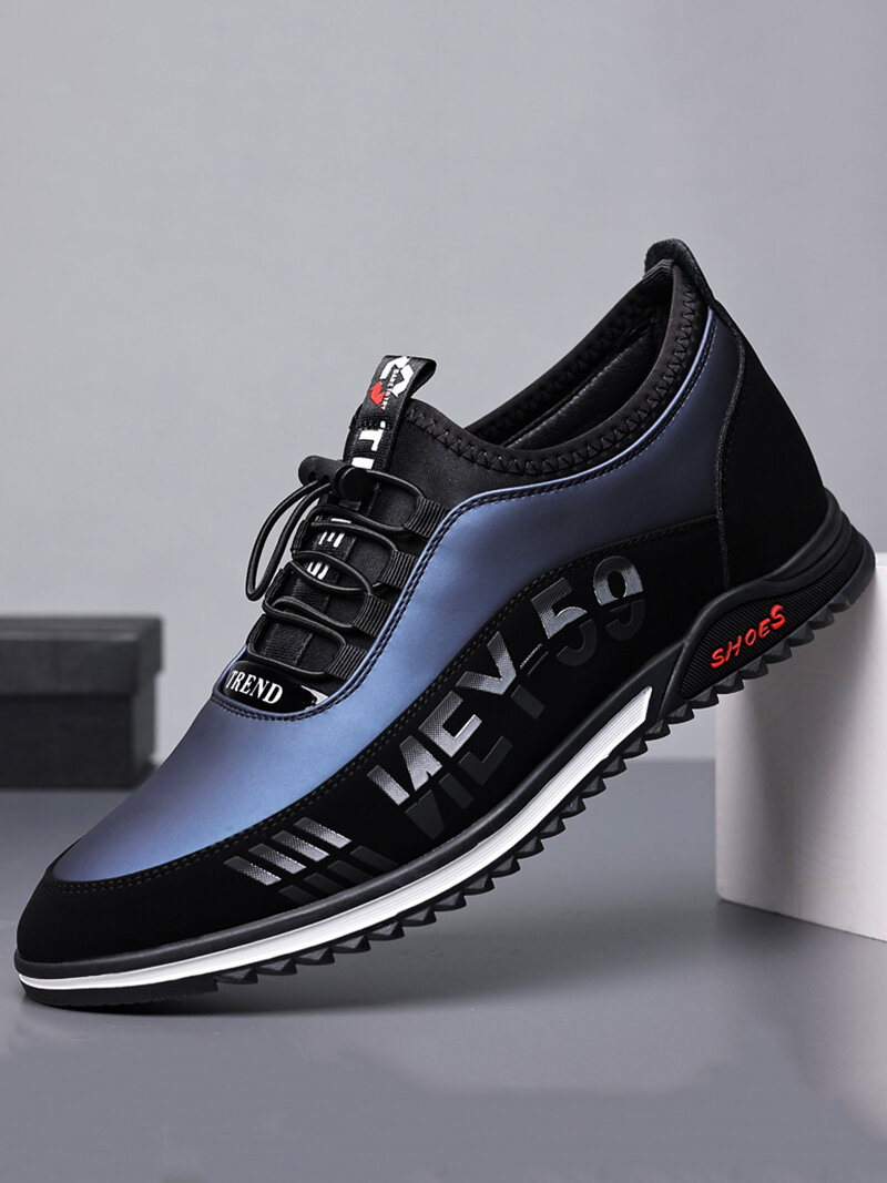 Men Lace-up Letter Pattern Non Slip Driving Business Casual Shoes