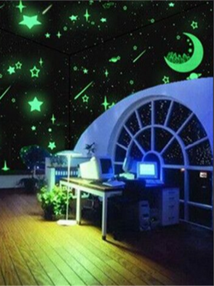 

3cm 100PCS Fluorescent Glow Star Wall Sticker Bedroom Living Room Kids Home Decor
