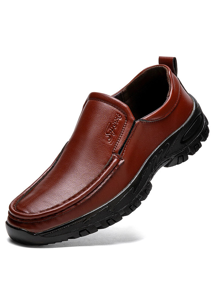 Men Brief Slip Resistant Slip On Pure Color Soft Sole Business Casual Shoes