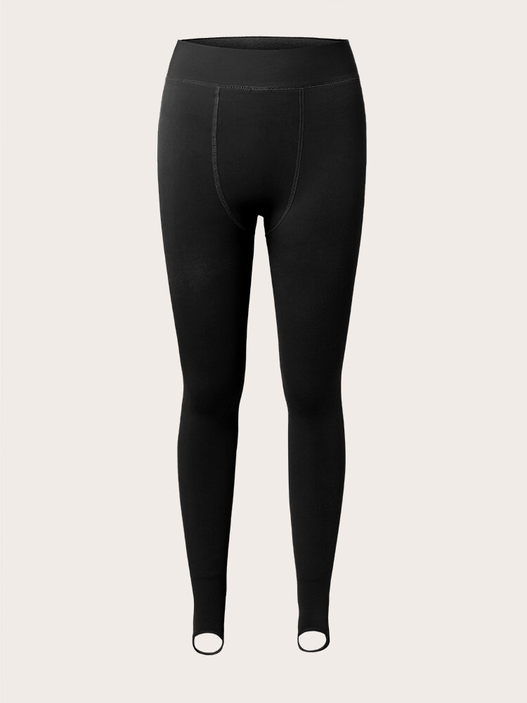 Plus Size High Elastic Solid Thermal Lined Skinny Pants
