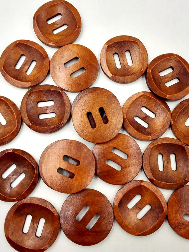 50Pcs Wooden Buttons Coat Clothes Handcraft Natural Wood 30mm Diameter Sewing Buttons