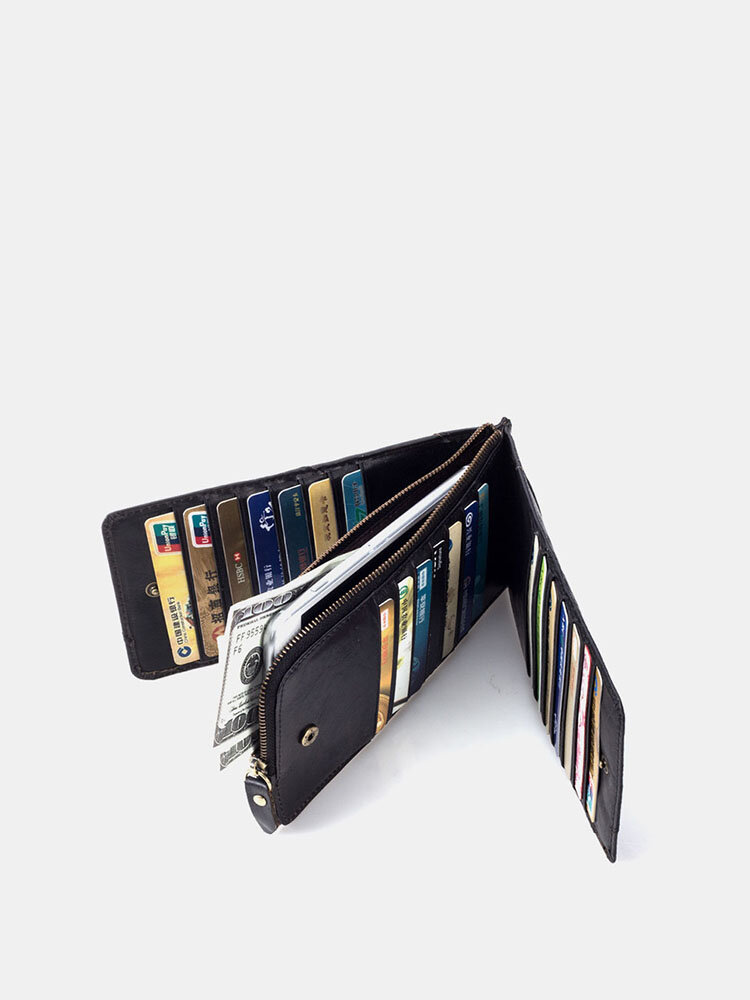 Men Rfid Wallet Genuine Leather Long Purse