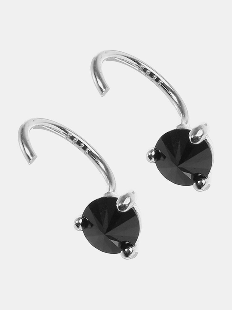 925 Sterling Silver Fashion Punk Triangle Zirconia Silver Earring Diamond Earrings for Women for Men