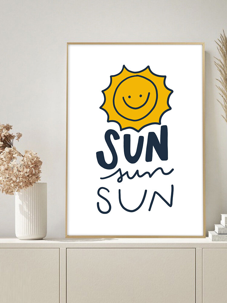 

1PC Unframed Cartoon Smile Sun Letters Pattern DIY Canvas Painting Wall Art Canvas Living Room Home Decor Wall Pictures