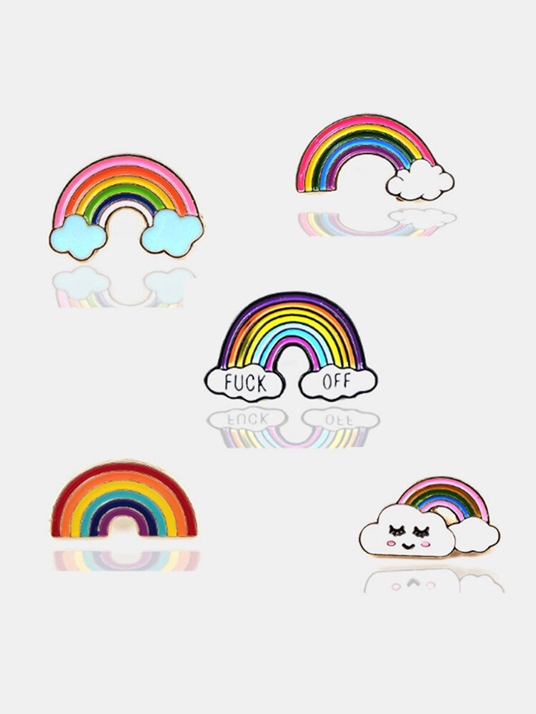 Creative Cute Rainbow Bridge Broche Rainbow Kit Drop Oil Pin de metal Denim Bolsa Mujer Joyería