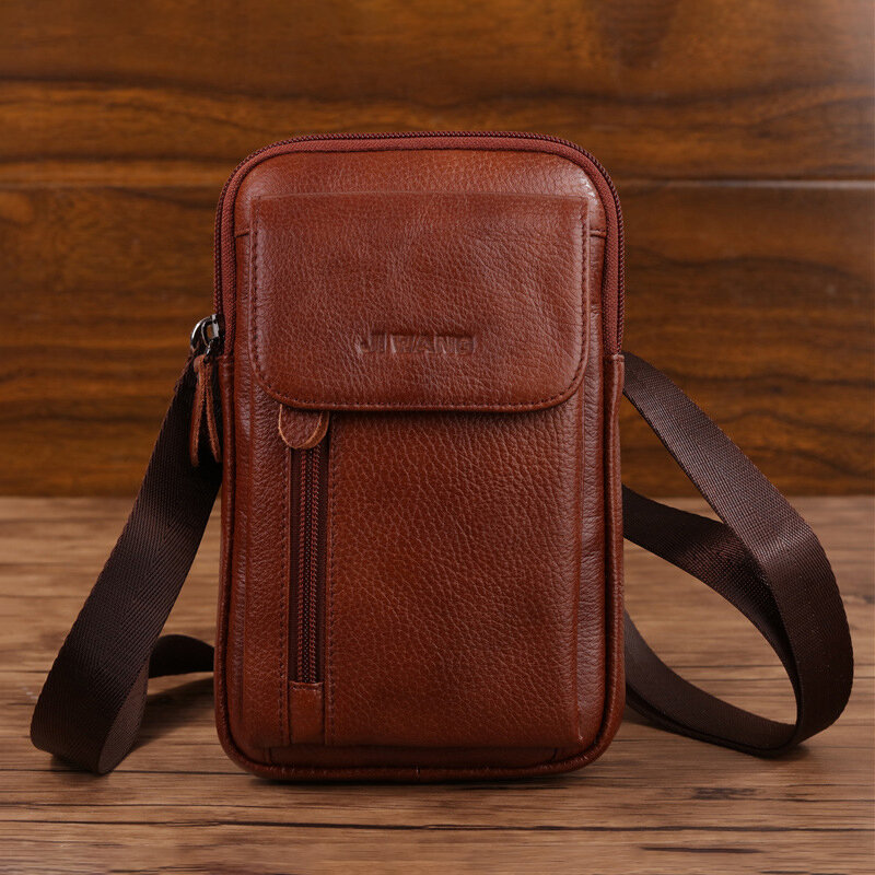 

Genuine Leather Multi-functional 6/7 Inches Phone Bag Waist Bag Crossbody Bag For Men, Brown;black