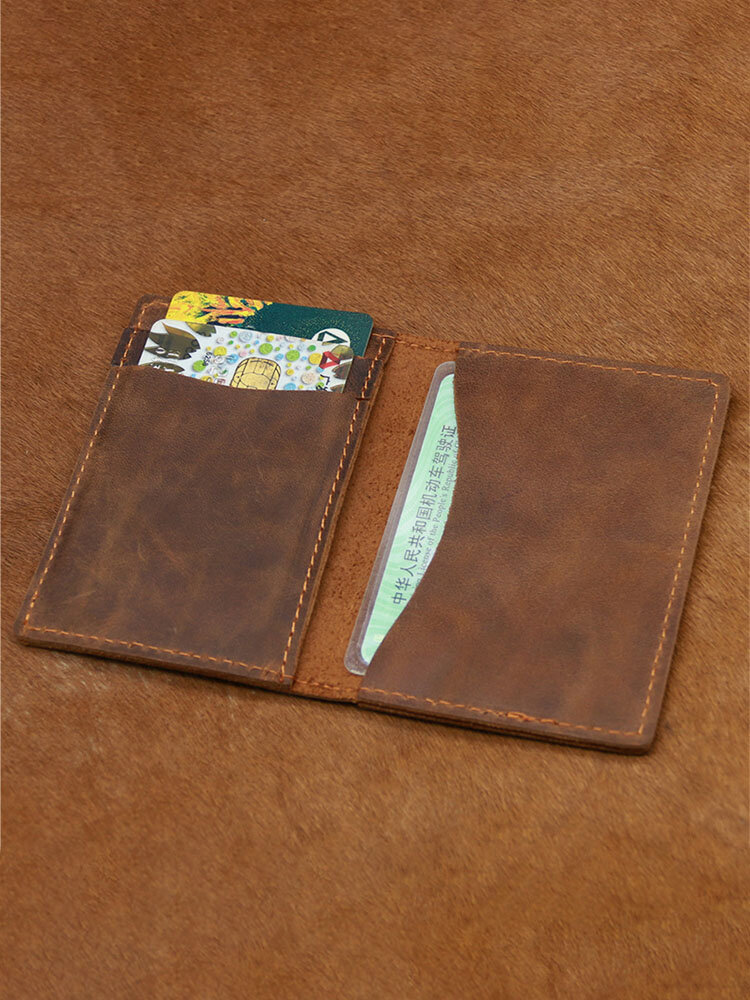 Vintage 4 Inch Genuine Leather EDC 4 cards Slots ID Card Driving License Multi-function Card Case