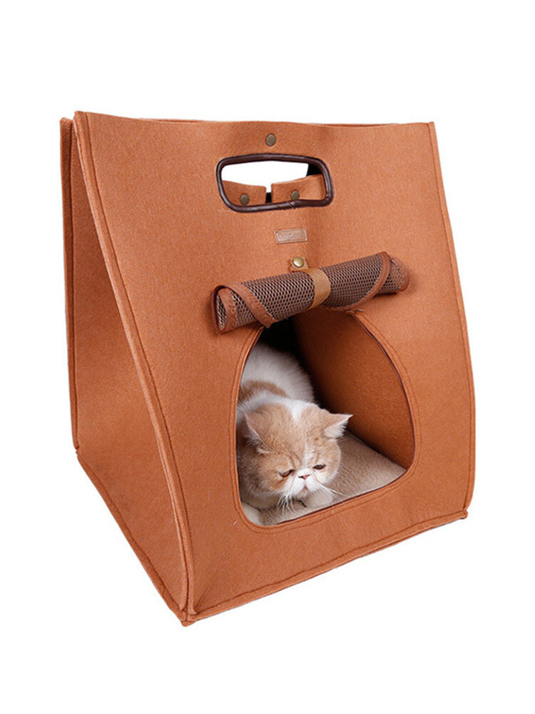 Small Pet Dog Cat Multi-function Natural Felt Cloth Pet  For Outdoor Carrier Handbag Bed