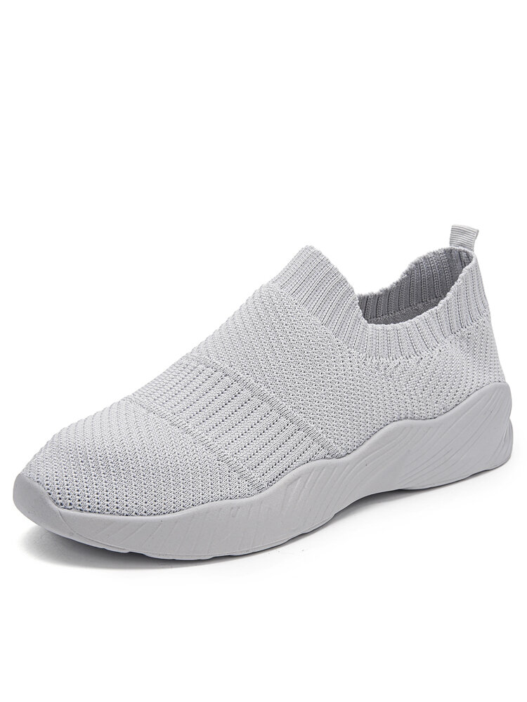 Large Size Women Casual Comfy Breathable Stretch Knit Walking Shoes