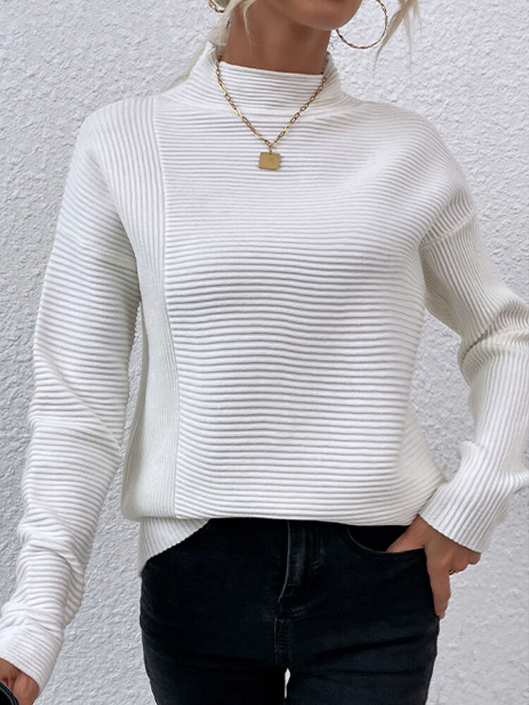 Solid Half-collar Long Sleeve Casual Homewear Sweater