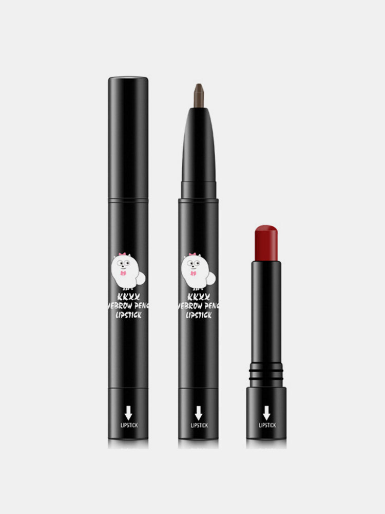 2 In 1 Lip Stick Eyebrow Pen Long-Lasting Lipstick Waterproof Eyebrow Pen Lip Eye Makeup Pencil