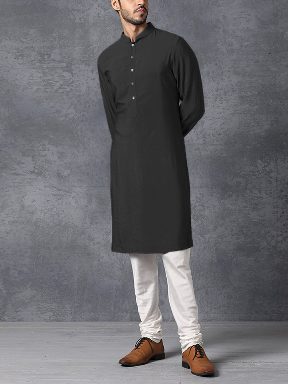 Mens Stand-up Collar Long-sleeved Robes