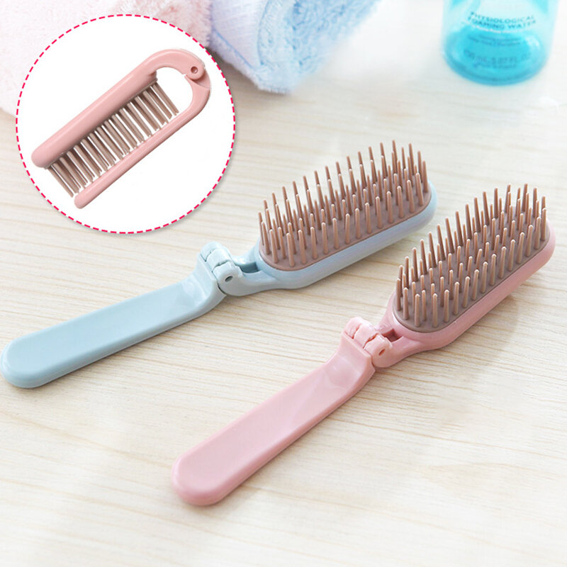

Folding Hairdressing Comb Anti-Static Travel Hair Comb Portable Makeup Comb Massage Dense Tooth Comb, Blue;pink