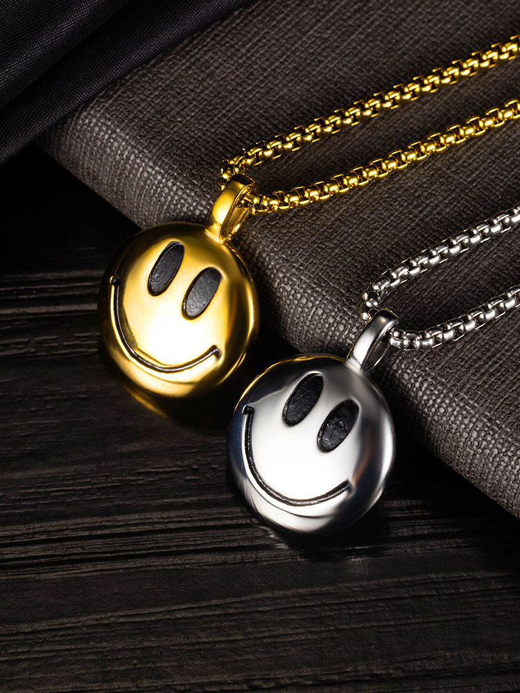 Trendy Stylish Smile Face Pattern Geometric-shape Titanium Steel Necklace